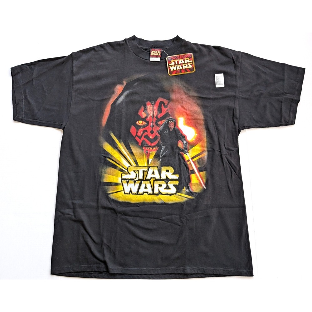 Vintage Star Wars Darth Maul Shirt Mens XL Phantom Menace NWT Black 90s